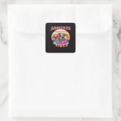 Summerween Vibes Grim Sensenmann Flamingo Float Re Quadratischer Aufkleber (Tasche)