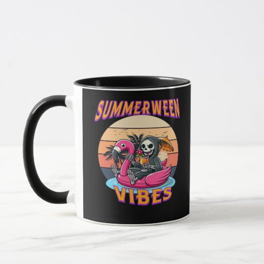 Summerween Vibes Grim Sensenmann Flamingo Float Re Tasse (Links)