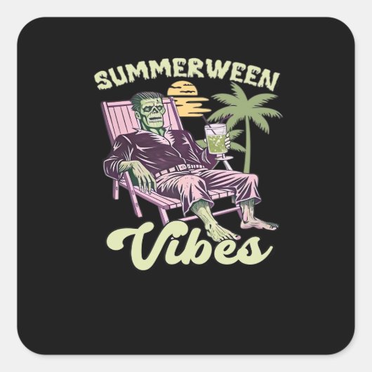 Summerween Vibes Halloween Classic Quadratischer Aufkleber (Vorderseite)