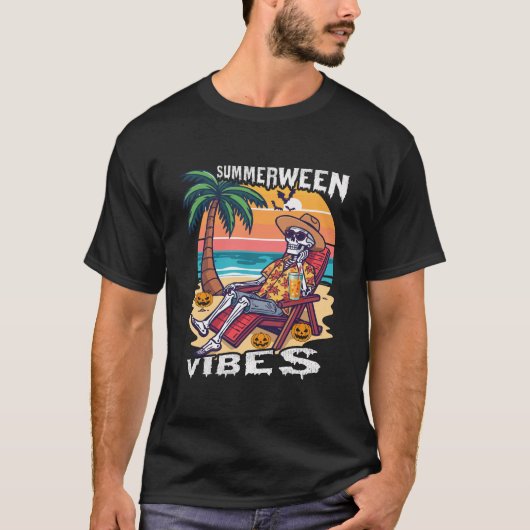Summerween Vibes Halloween Skeleton T-Shirt (Vorderseite)