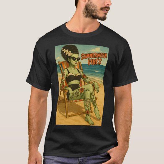 Summerween Vibes Retro Beach Gothic Style T-Shirt (Vorderseite)