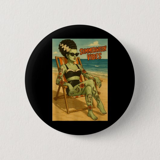 Summerween Vibes Retro Beach Gothic Style T-Shirt Button (Vorderseite)