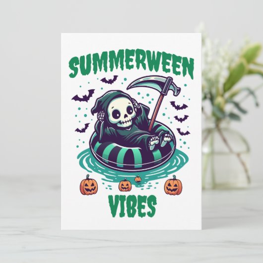 Summerween Vibes - Sensenmann entspannt Einladung (Stehend Vorderseite)