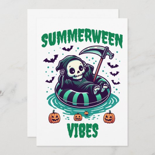 Summerween Vibes - Sensenmann entspannt Einladung (Vorne/Hinten)