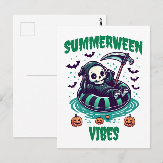 Summerween Vibes - Sensenmann entspannt Postkarte (Vorne/Hinten)