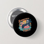 Summerween Vibes Skeleton Flamingo Float Summer Ha Button (Vorne & Hinten)