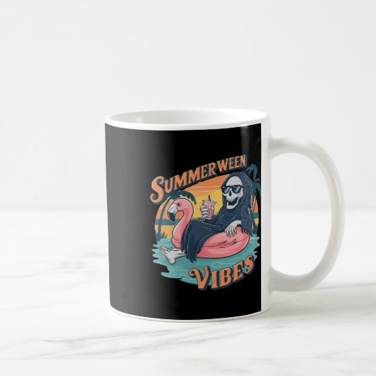 Summerween Vibes Skeleton Flamingo Float Summer Ha Kaffeetasse (Rechts)