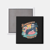 Summerween Vibes Skeleton Flamingo Float Summer Ha Magnet (Vorderseite/Rückseite)