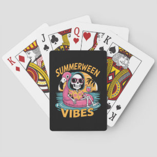 Summerween Vibes Skeleton Flamingo Float Summer Ha Spielkarten