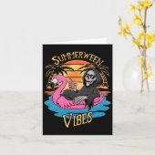 Summerween Vibes Skeleton Flamingo Spooky Hallowee Karte (Gelbe Blume)