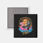 Summerween Vibes Skeleton Flamingo Spooky Hallowee Magnet (Vorderseite/Rückseite)