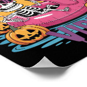 Summerween Vibes Skeleton Flamingo Spooky Hallowee Poster (Ecke)