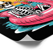 Summerween Vibes Skeleton Flamingo Spooky Hallowee Poster (Ecke)