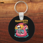 Summerween Vibes Skeleton Flamingo Spooky Hallowee Schlüsselanhänger (Vorderseite)