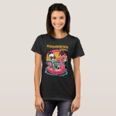 Summerween Vibes Skeleton Flamingo Spooky Hallowee T-Shirt (Vorne ganz)