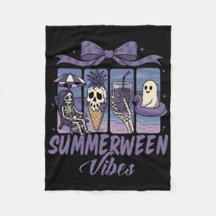 Summerween Vibes Skeleton Ghost Beach Party Hallow Fleecedecke