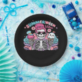 Summerween Vibes Skeleton IceCream Sommerferien Pappteller (Party)