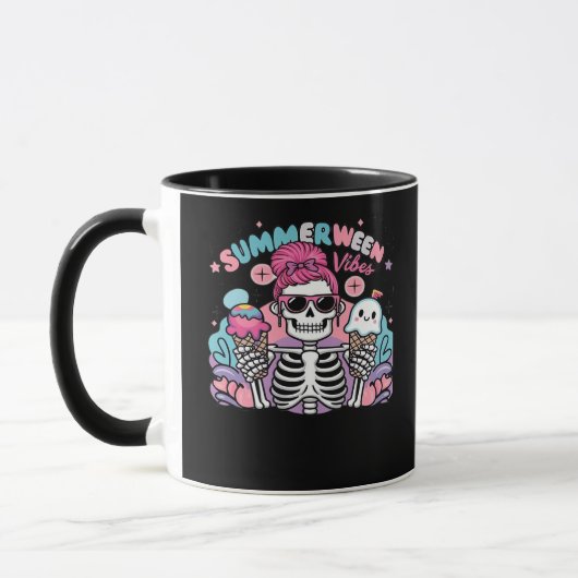 Summerween Vibes Skeleton IceCream Sommerferien Tasse (Links)