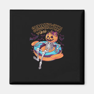 Summerween Vibes Skeleton Pumpkin Sommer Urlaub Magnet