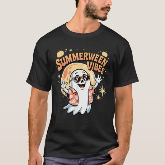 Summerween Vibes Skeleton Pumpkin Sommer Urlaub T-Shirt (Vorderseite)