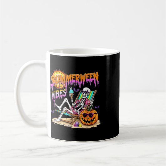 Summerween Vibes Skeleton Pumpkin Spooky Urlaub Kaffeetasse (Links)