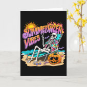 Summerween Vibes Skeleton Pumpkin Spooky Urlaub Karte (Gelbe Blume)