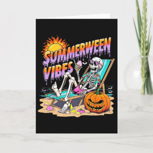 Summerween Vibes Skeleton Pumpkin Spooky Urlaub Karte