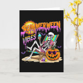 Summerween Vibes Skeleton Pumpkin Spooky Urlaub Karte (Gelbe Blume)