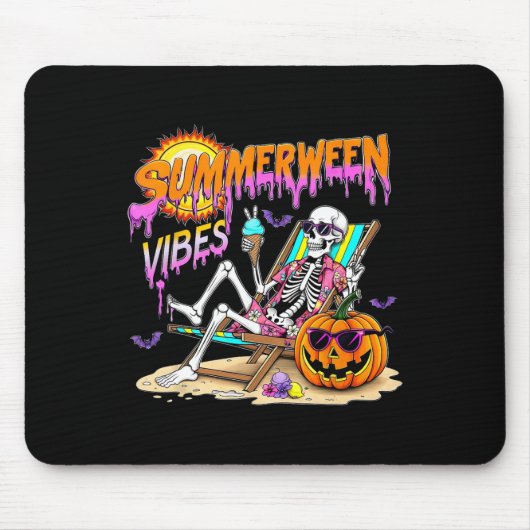Summerween Vibes Skeleton Pumpkin Spooky Urlaub Mousepad (Vorne)