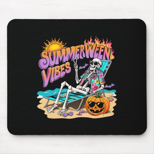 Summerween Vibes Skeleton Pumpkin Spooky Urlaub Mousepad (Vorne)