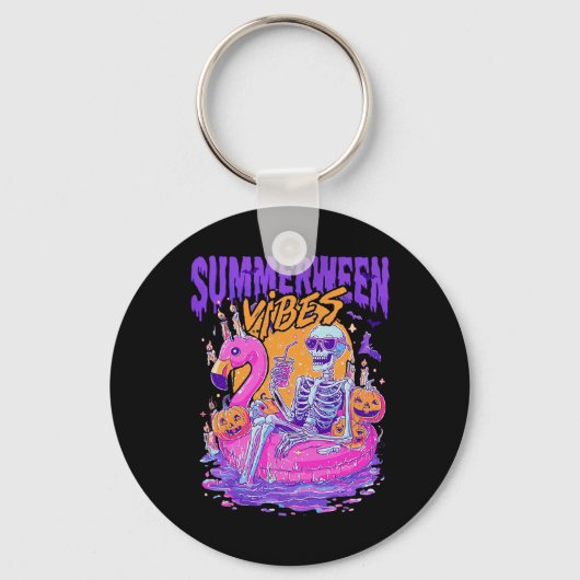 Summerween Vibes Skeleton Pumpkin Spooky Urlaub Schlüsselanhänger (Vorderseite)