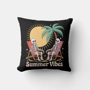 Summerween Vibes Skeleton Sommer Urlaub Strand Kissen