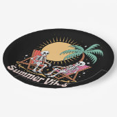 Summerween Vibes Skeleton Sommer Urlaub Strand Pappteller (Schrägansicht)