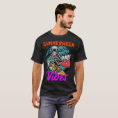 Summerween Vibes Skeleton Spooky Surfing T-Shirt (Vorne ganz)