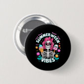 Summerween Vibes Skeleton Spooky Vacation Hallowee Button (Vorne & Hinten)