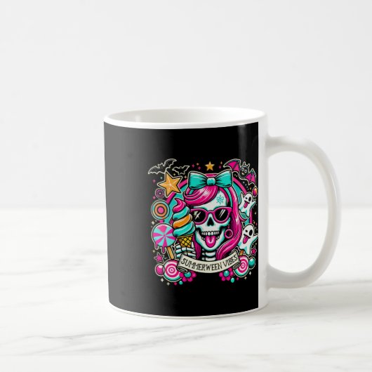 Summerween Vibes Skeleton Spooky Vacation Hallowee Kaffeetasse (Rechts)