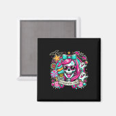 Summerween Vibes Skeleton Spooky Vacation Hallowee Magnet (Vorderseite/Rückseite)