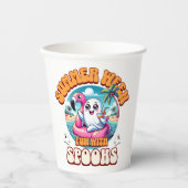 Summerween Vibes Spooky Cute Ghost Flamingo Float Pappbecher (Vorderseite)