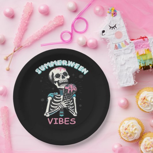 Summerween Vibes Spooky Summer Pumpkin Classic Pappteller (Party)