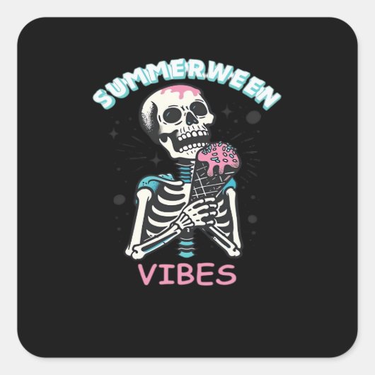 Summerween Vibes Spooky Summer Pumpkin Classic Quadratischer Aufkleber (Vorderseite)
