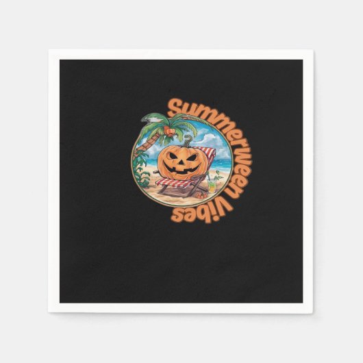 Summerween Vibes Spooky Summer Pumpkin Classic Vir Serviette (Vorderseite)