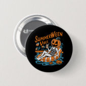 Summerween Vibes Spooky Summer Pumpkin Niedlich Button (Vorne & Hinten)
