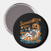 Summerween Vibes Spooky Summer Pumpkin Niedlich Magnet (Vorderseite/Rückseite)