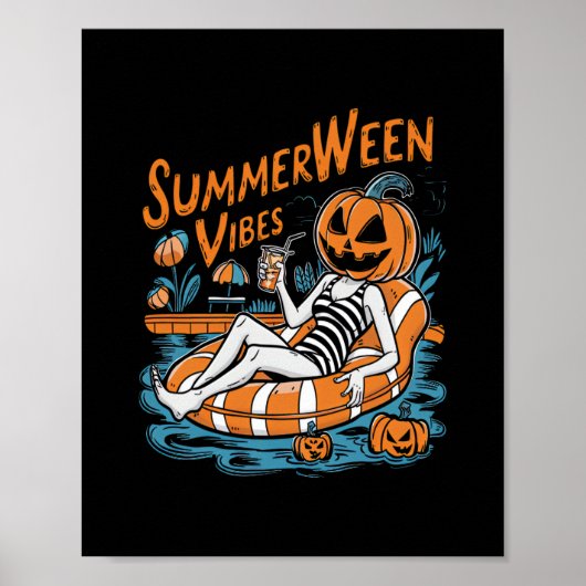 Summerween Vibes Spooky Summer Pumpkin Niedlich Poster (Vorne)