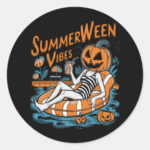 Summerween Vibes Spooky Summer Pumpkin Niedlich Runder Aufkleber