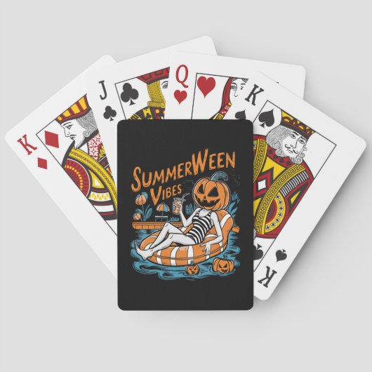 Summerween Vibes Spooky Summer Pumpkin Niedlich Spielkarten (Rückseite)