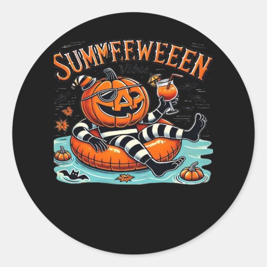 Summerween Vibes Spooky Summer Pumpkin oversifizie Runder Aufkleber (Vorderseite)