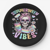 Summerween Vibes Sweet Skeleton Girl Summer Hallow Pappteller (Vorderseite)