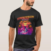 Summerween Vibes Witch Flamingo Float Witz Sommer T-Shirt (Vorderseite)