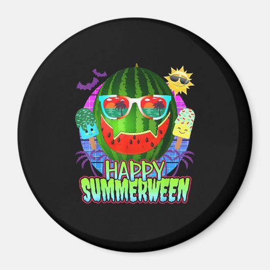 Summerween Wassermelonen-Kürbisgesicht Magnet (Vorne)